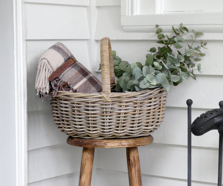 French Baker Basket - Picnic Basket Grey Cane