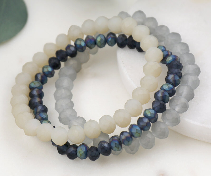 Water's Edge Set of 3 Blue Bead Bracelets