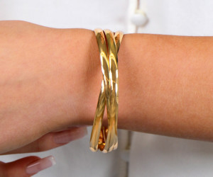 Nova Triple Link Gold Bangle