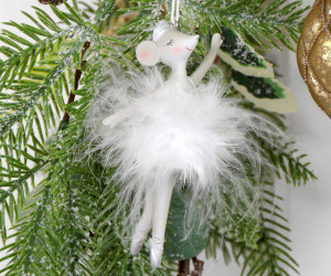 Angelina White Ballerina Mouse Ornament