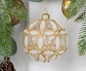 Fleur Gold Frosted Glass Tree Decoration