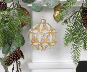 Fleur Gold Frosted Glass Tree Decoration