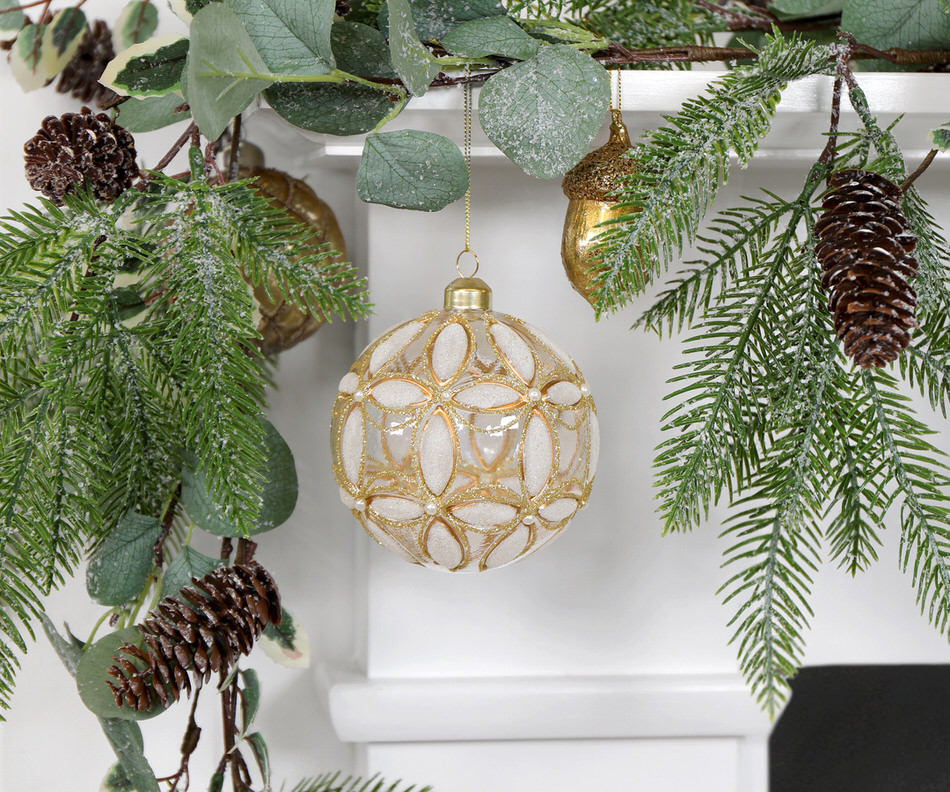 Fleur Gold Frosted Glass Tree Decoration