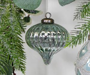 Corabelle Aqua Glass Christmas Tree Bauble