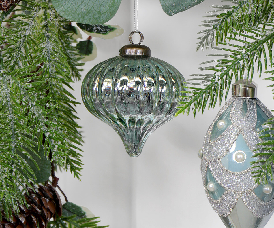 Corabelle Aqua Glass Christmas Tree Bauble