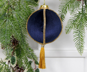 Regal Navy Velvet Christmas Tree Bauble