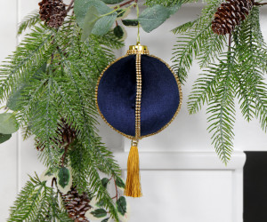 Regal Navy Velvet Christmas Tree Bauble