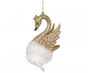 Odette Gold Glitter Swan Christmas Decoration