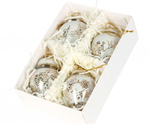 Set 4 Blossom White & Gold Ginger Jar Ornaments