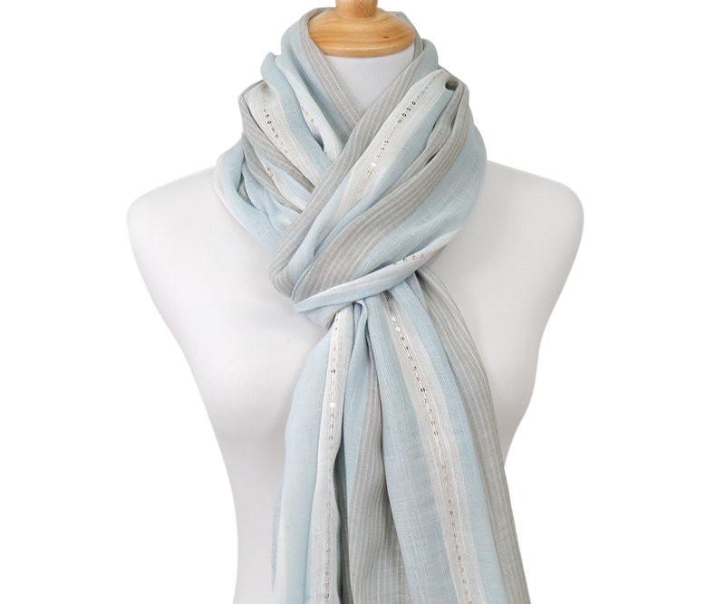 Bronte Sequin Stripe Scarf - Powder Blue - Accessories, scarves, bags ...