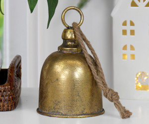 Short Stanmore Antique Gold Christmas Bell