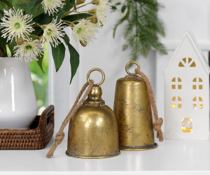 Tall Stanmore Antique Gold Christmas Bell