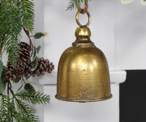 Short Stanmore Antique Gold Christmas Bell