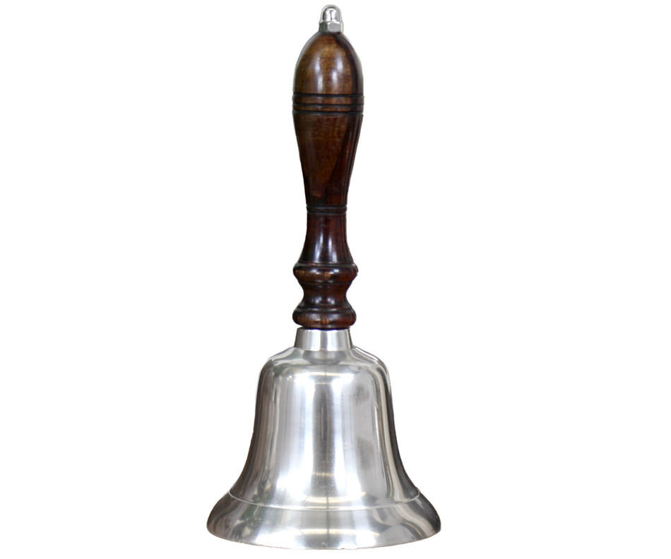 Medium Halstead Classic Silver School Bell - 23cm Hand Bell