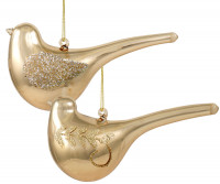 Set 2 Midas Gold Bird Tree Decorations