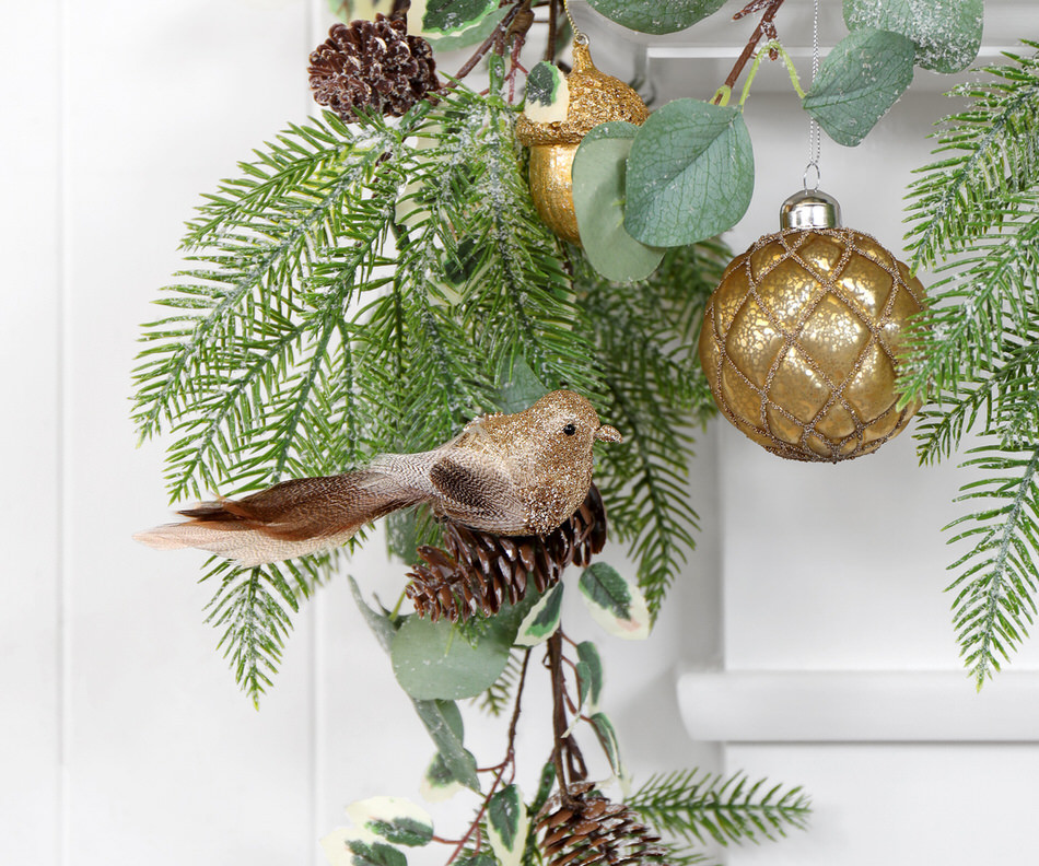 Duchess Gold Glitter Bird Tree Decoration