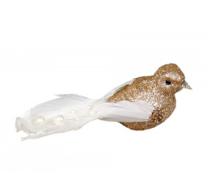 Gilda Gold Glitter Bird Tree Decoration