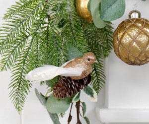 Gilda Gold Glitter Bird Tree Decoration