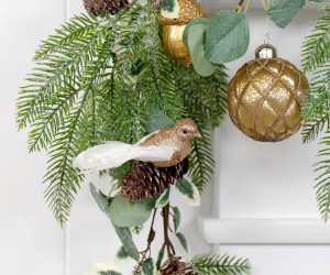 Gilda Gold Glitter Bird Tree Decoration