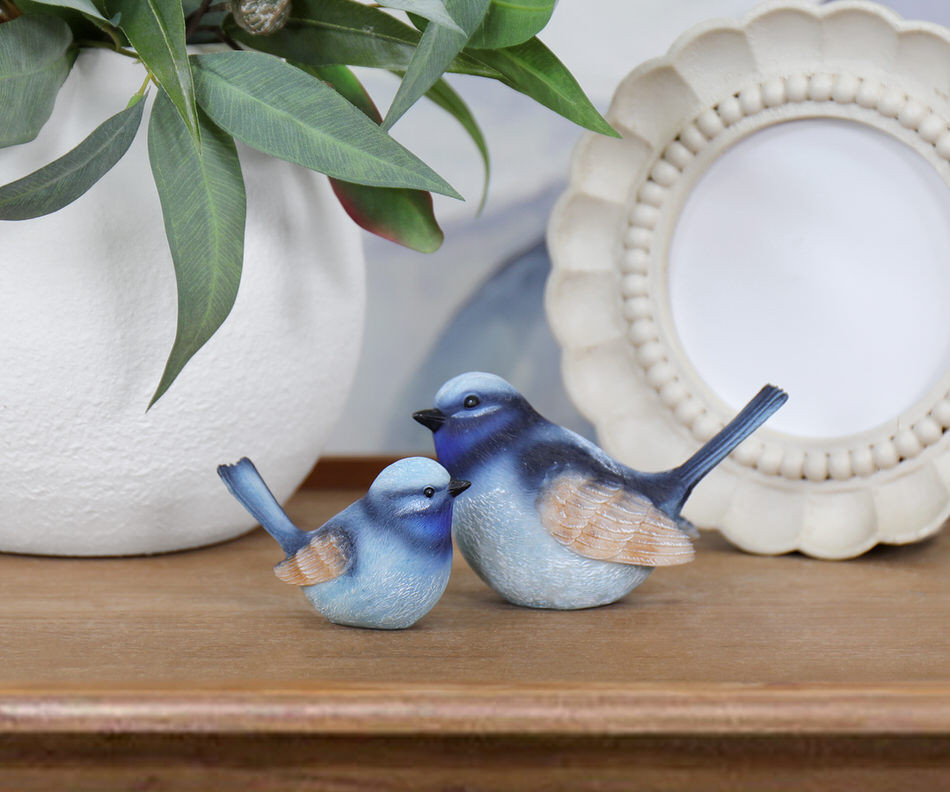 Set 2 Blue Fairy Wren Figurines