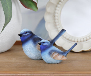 Set 2 Blue Fairy Wren Figurines