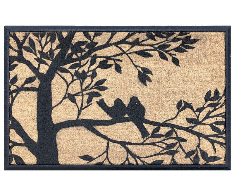 120x75cm Two Birds In Tree Rubber Backed Doormats Large And