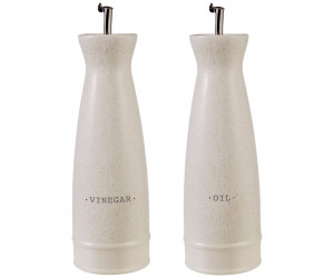 Set of 2 Wattle Ceramic Oil & Vinegar Bottles