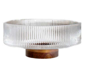 Large Balmoral Ribbed Glass Footed Bowl