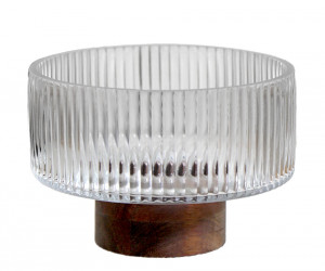 Small Balmoral Ribbed Glass Footed Bowl