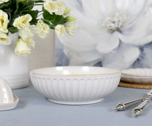 Marguerite Fluted White Serving Bowl