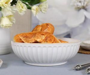 Marguerite Fluted White Serving Bowl