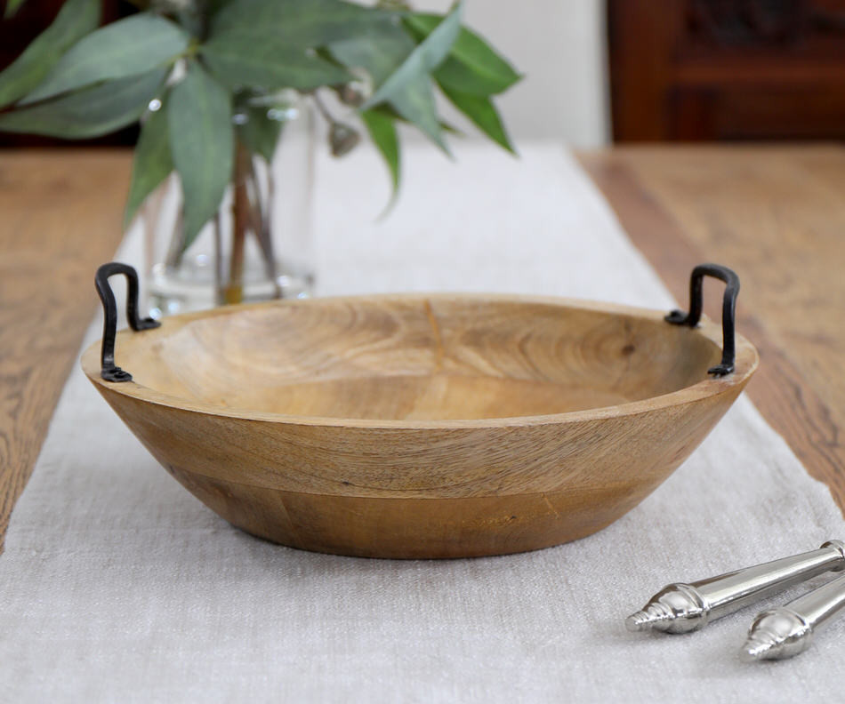 Amara Mango Wood Bowl With Handles