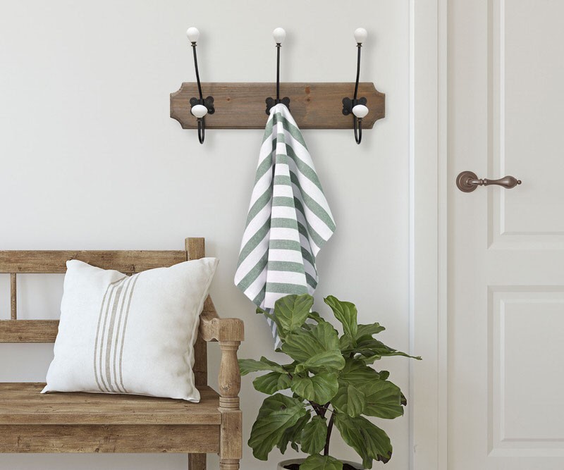 Wellington Brown Wood 3-Hook Coat Rack