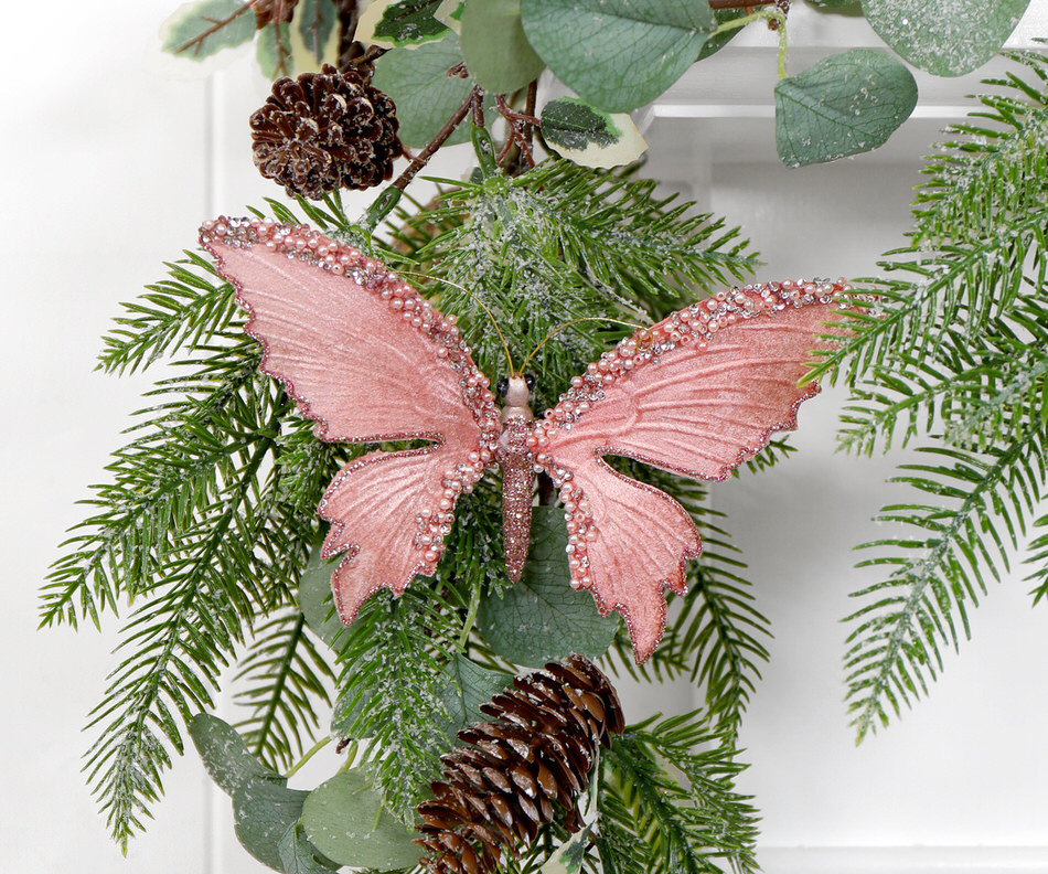 Lola Pink Velvet Butterfly Tree Decoration