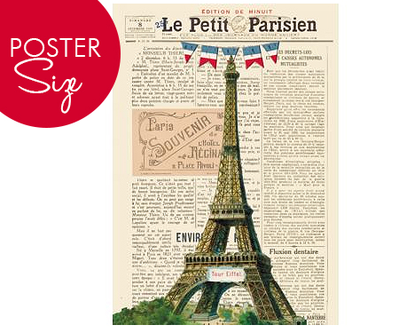 Paris Newspaper Eiffel Tower Poster Print - Wall Art Online - A range ...