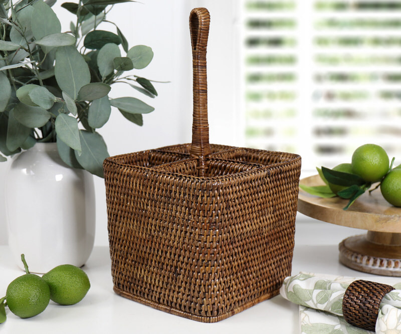 2 Pieces Rattan Toilet Tank Baskets, Handwoven Bathroom Sink Vanity Tray  Decor for Counter, Rectangular Wicker Storage Basket Small Serving Trays  for