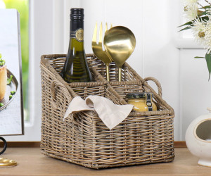 Breton Rattan Cutlery Caddy