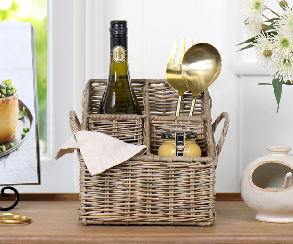 Breton Rattan Cutlery Caddy