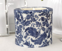 Navy Damask Handpainted Candle - 10cm