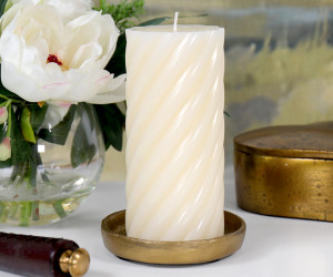 Large Ivory Twist Pillar Candle