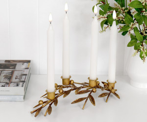 Large Gold Mistletoe Candle Holder