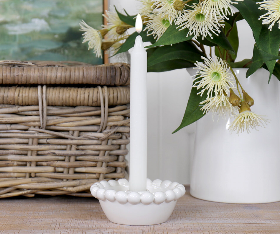 Snowball White Candle Holder