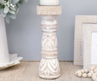 Bangalow Whitewash Wooden Candlestick