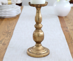 Short Bargello Antique Gold Candlestick