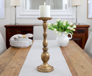 Tall Bargello Antique Gold Candlestick