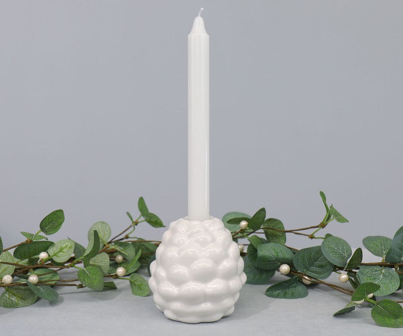 White Pine Cone Candle Holder