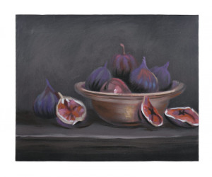 Bordeaux Fig Bowl Still Life Canvas Painting