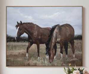 Chestnut Horses Canvas Painting