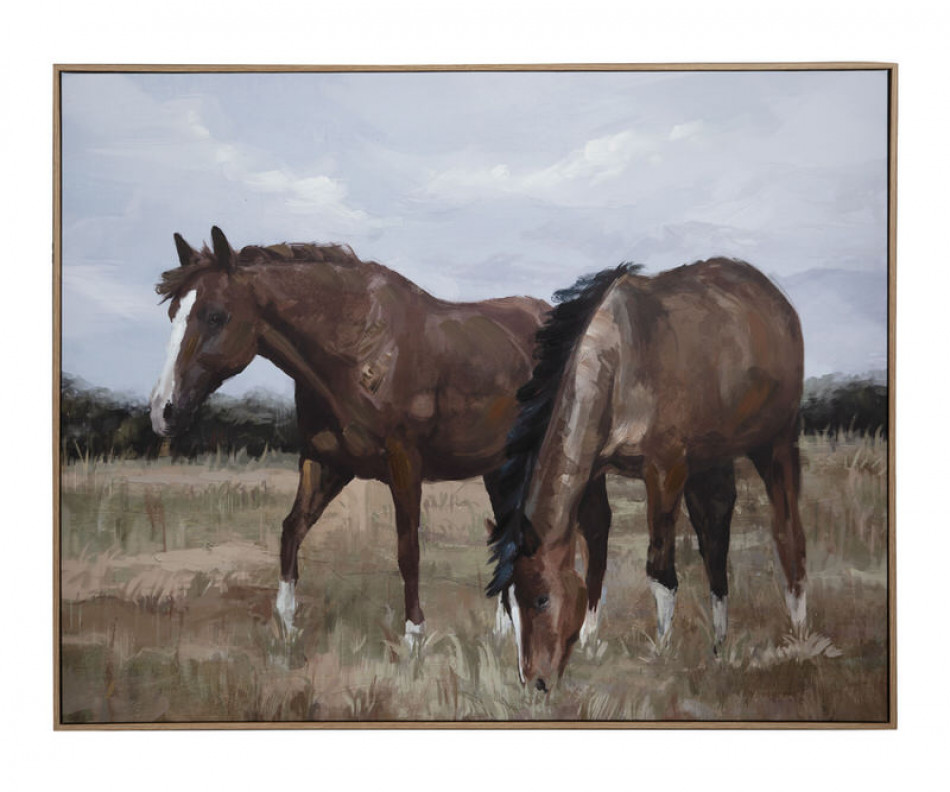 Chestnut Horses Canvas Painting