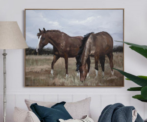 Chestnut Horses Canvas Painting